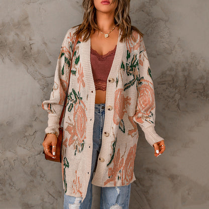 Women's Flower Embroidered Knit Cardigan Jacket