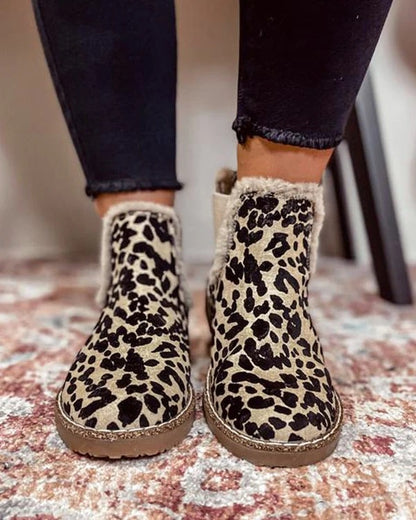 Plush Casual Flat Boots For Women