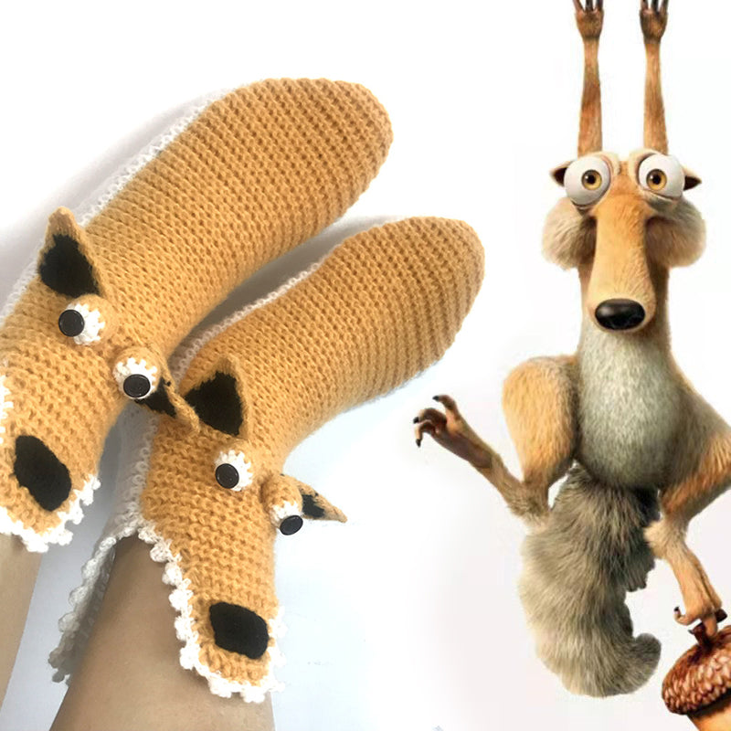 Christmas New Squirrel Socks Knit Crocodile Socks