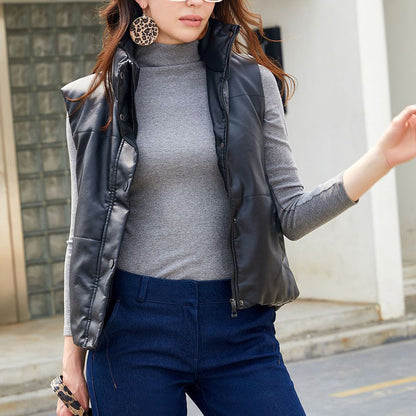 Leather Vest Thermal Jacket For Women