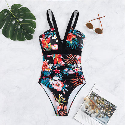Women's Sexy Floral Print One Piece Swimsuit