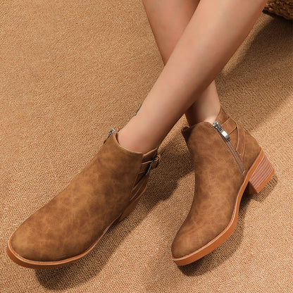 Women's Casual Round Toe Flat Boots