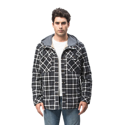 Men's Sherpa Lined Jacket Plaid Flannel Shirt Jacket