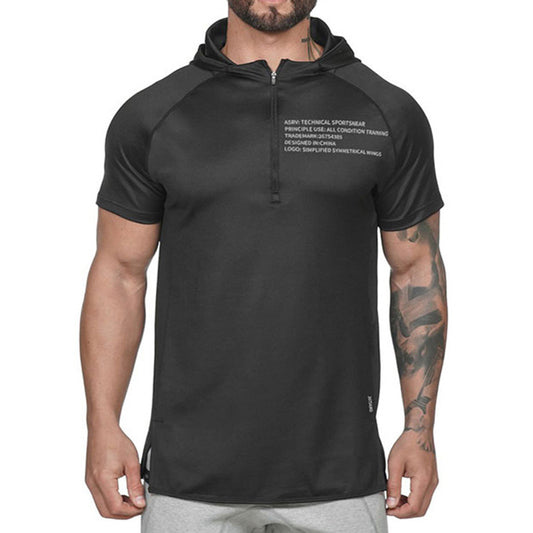 Men's T-Shirt Casual Sports Letter Print Hooded T-Shirt