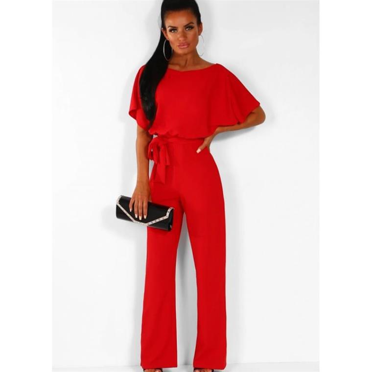 Women's Casual Loose Jumpsuit Solid Color Wide Leg Drawstring