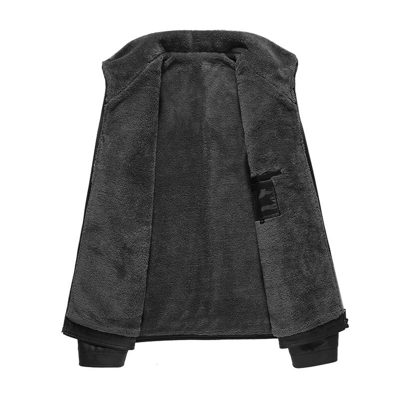 Men's Leather Jacket Warm Winter Coat