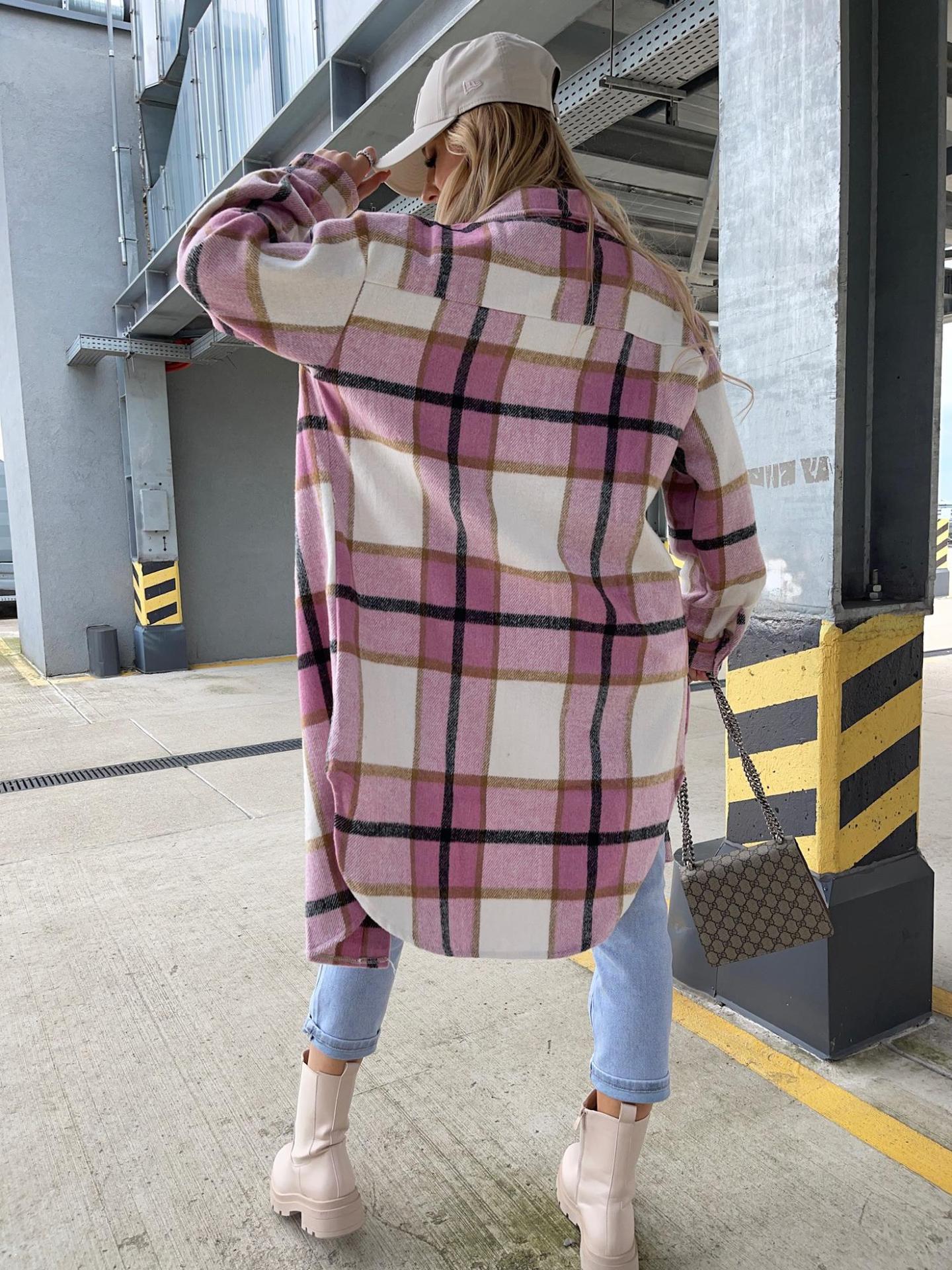 Women's Check Long Sleeve Shirt Jacket