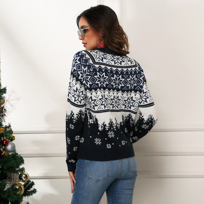 Christmas Snowflake Sweater Loose Knit Shirt