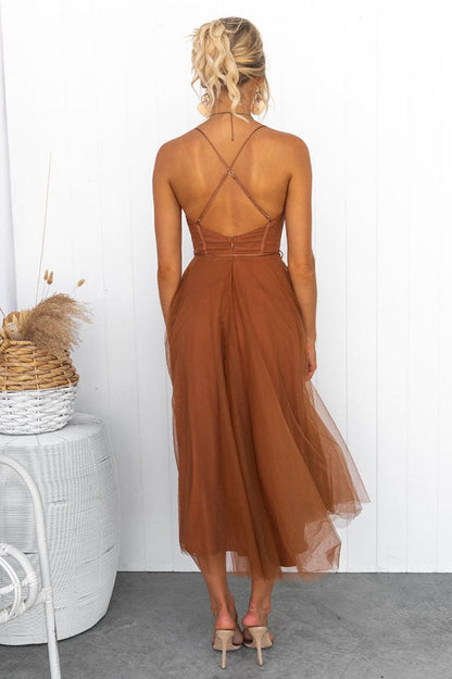 Women's Princess Chiffon Suspenders Party Maxi Dress