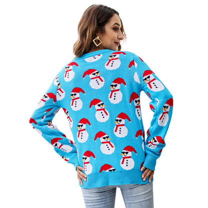 Christmas Pullover Long Sleeve Snowman Christmas Sweater