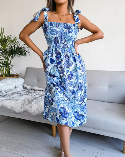 Sleeveless Tunic Floral Print Dress For Women