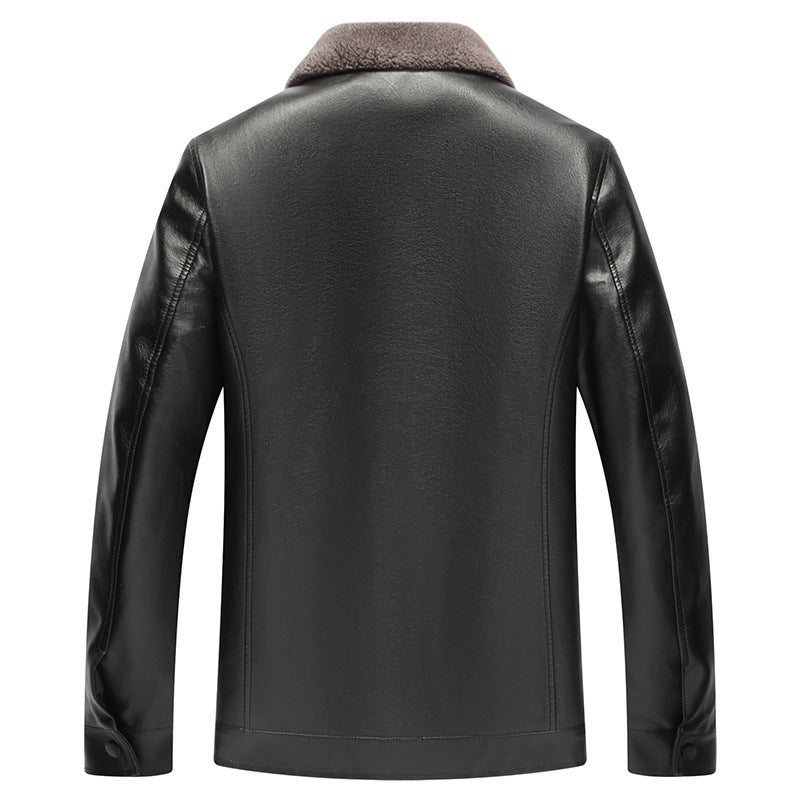 Men's Thick Plush Winter Leather Jacket