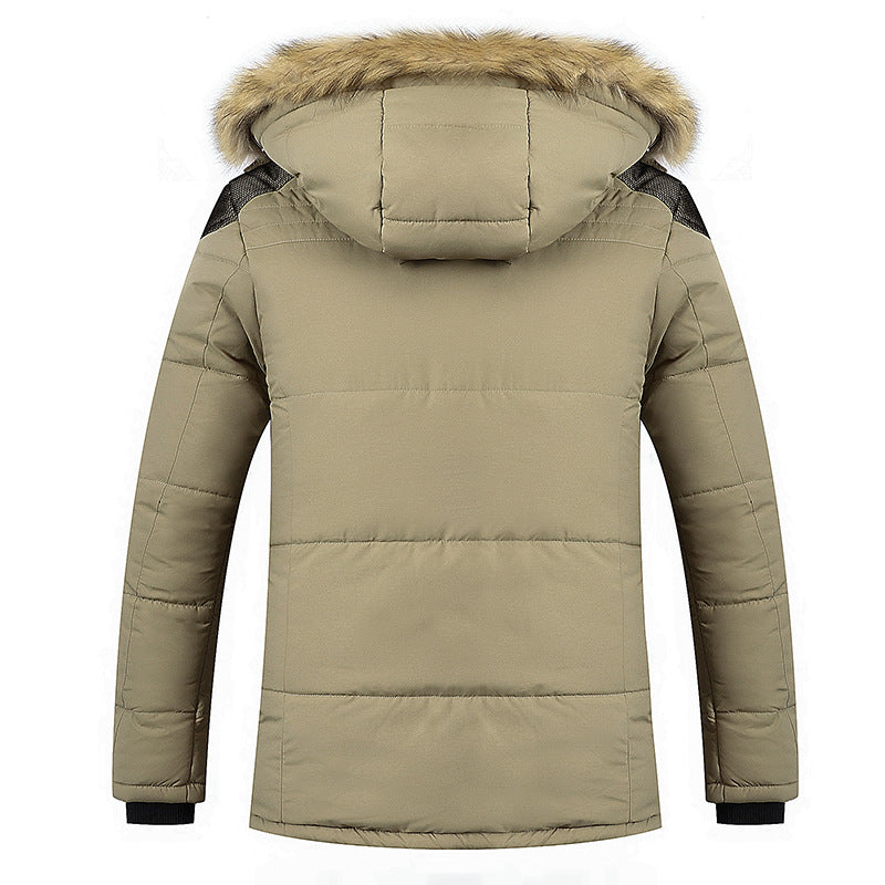 Men's Hooded Fur Collar Fleece Winter Jacket