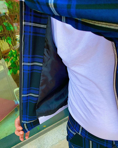 Men's 3D Plaid Casual Top Sweatshirt Pants Set