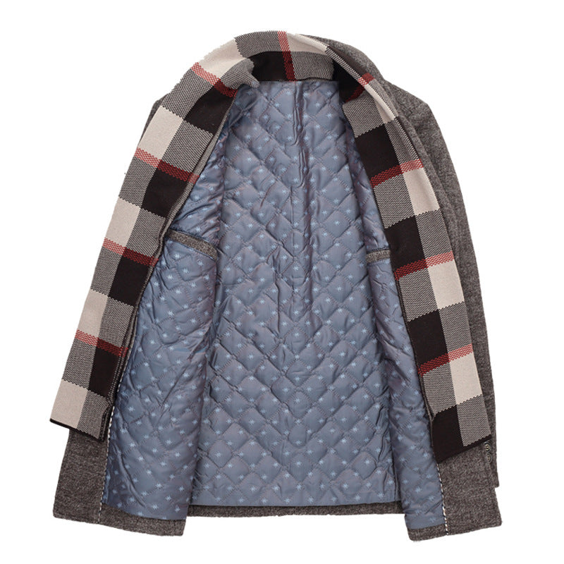 Men's Business Plaid Stand Collar Jacket