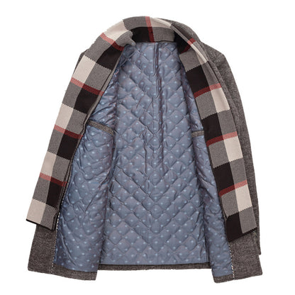 Men's Business Plaid Stand Collar Jacket