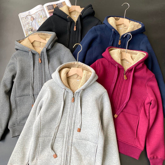 Unisex Thick Sherpa Hoodie Jacket