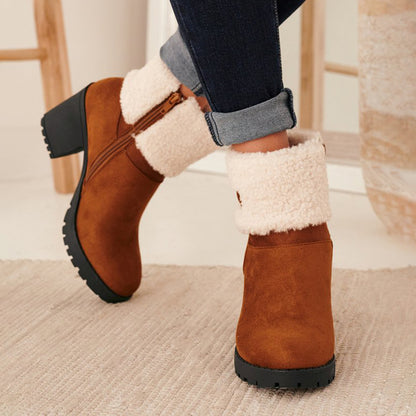 Casual Zip Up Heel Boots For Women