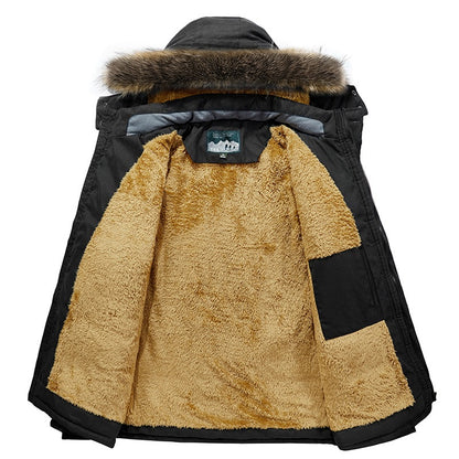 Men's Plus Size Fur Collar Padded Winter Jacket 6XL
