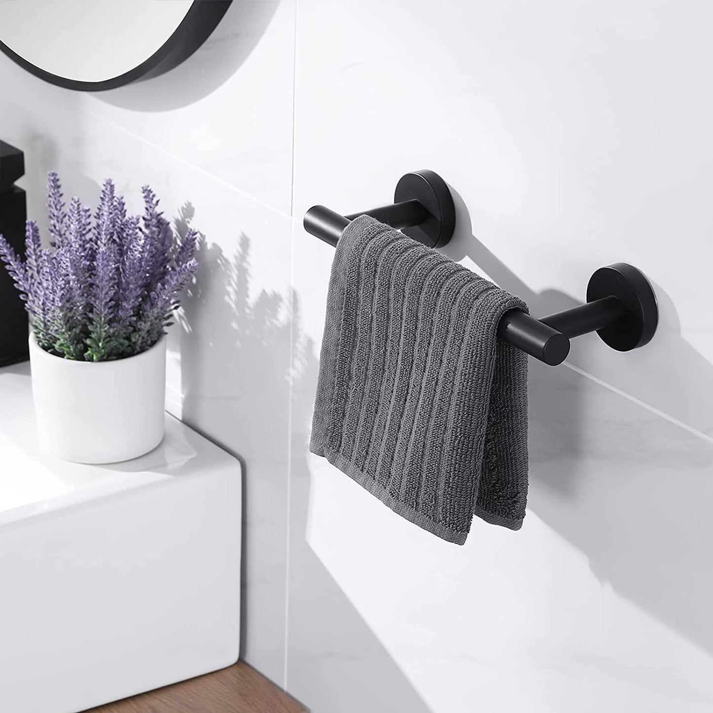 12 inch matte black towel holder bathroom towel rack kitchen dishcloth rack