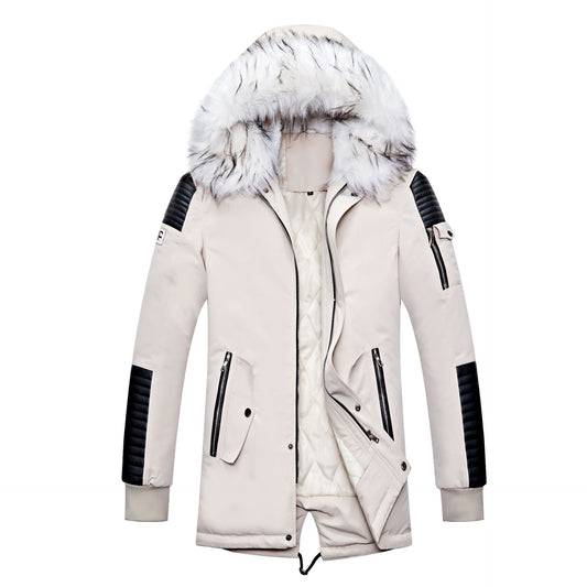 Men's Warm Jacket With Fur Collar Cotton Padded Jacket