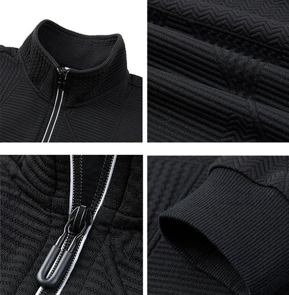 Men's Stand Collar Zip Up Sweatshirt