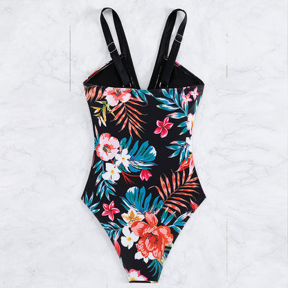 Women's Sexy Floral Print One Piece Swimsuit
