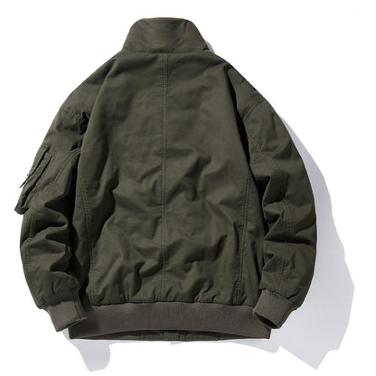 Men's Casual Loose Fleece Bomber Jacket