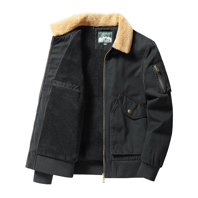 Men's Warm Jacket Velvet Thick Casual Warm Lamb Jacket