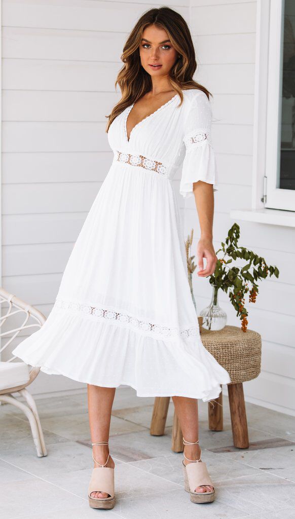 Women's White Boho Dress