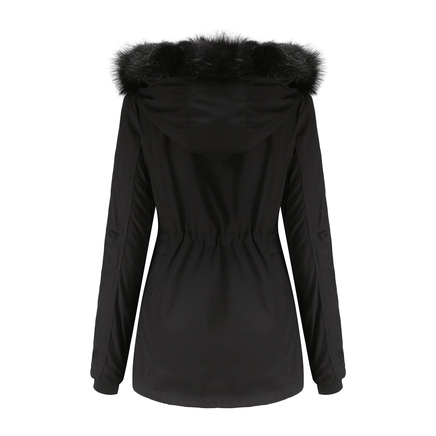 Woman's Detachable Hood Fur Collar Plus Fleece Jacket