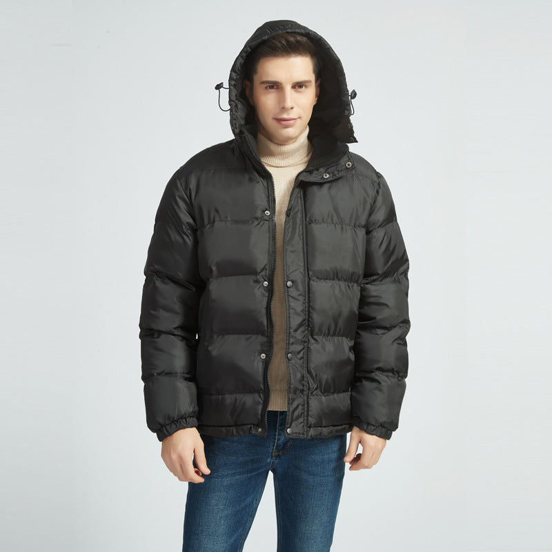 Enlarged Style Fleece Hooded Detachable Down Jacket For Men