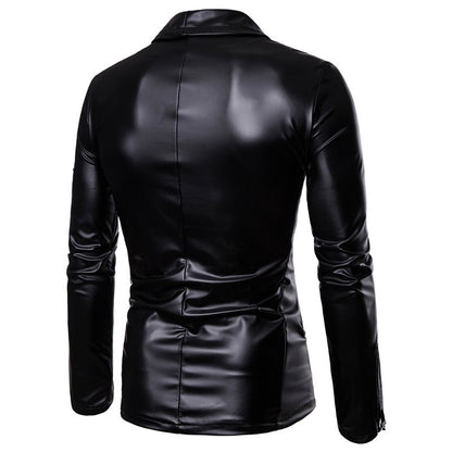 Men's PU Leather Zipper Motorcycle Leather Jacket