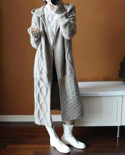 Women's Casual Hooded Long Sweater Coat