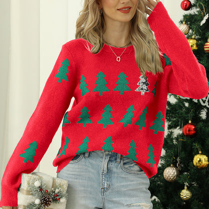 Christmas Tree Knitting Sweater Red Christmas Shirt