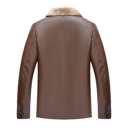 Men's Leather Jacket Warm Winter Coat