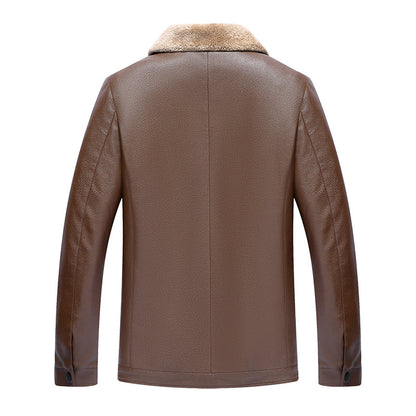 Men's Leather Jacket Warm Winter Coat