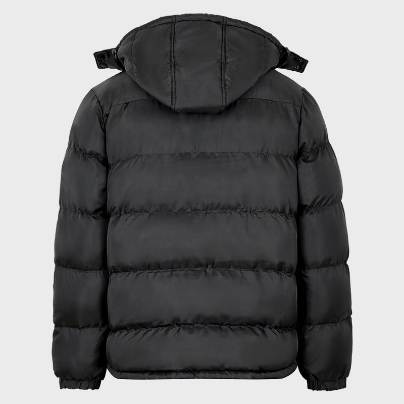 Enlarged Style Fleece Hooded Detachable Down Jacket For Men