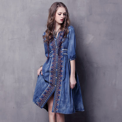 Western Denim Dress For Women