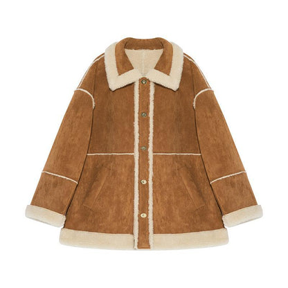 Women's Winter Plush Brown Jacket