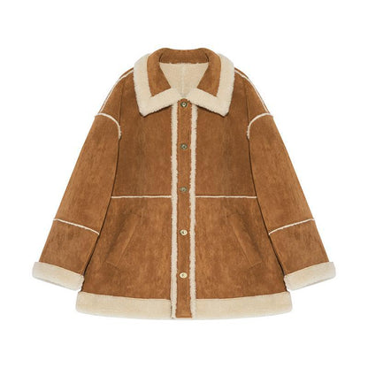 Women's Winter Plush Brown Jacket