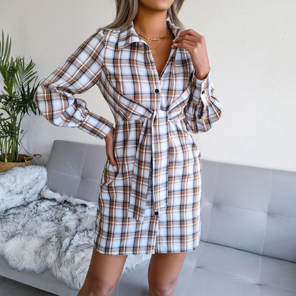 Vintage Tunic Check Dress For Women