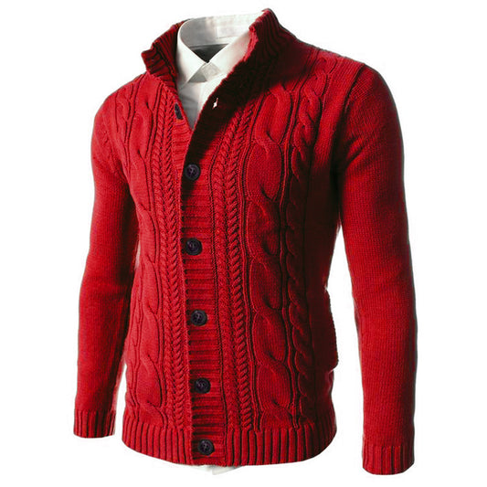 Men's Lapel Button Cardigan Sweater