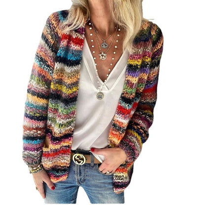 Plus size Long Sleeve Casual Striped Outerwear