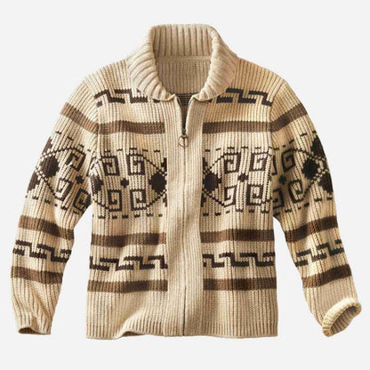 Men's Slim Jacquard Knit Sweater Jacket