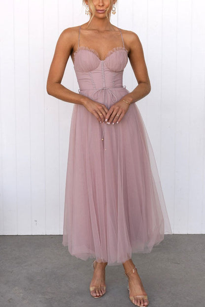 Women's Princess Chiffon Suspenders Party Maxi Dress