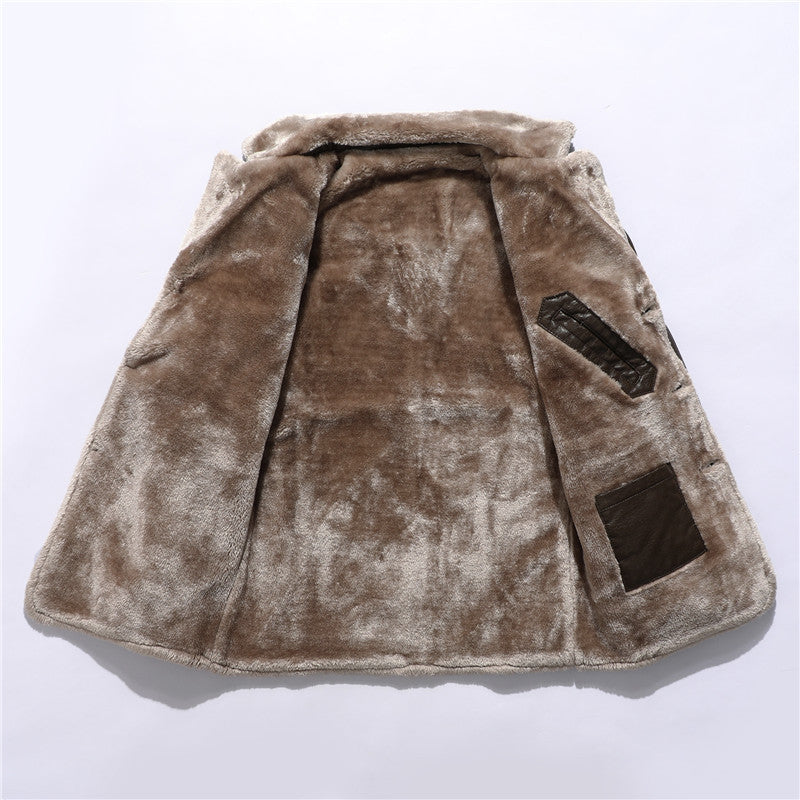 Men's Business Plus Velvet Large Lapel Suit Fur Plush Jacket