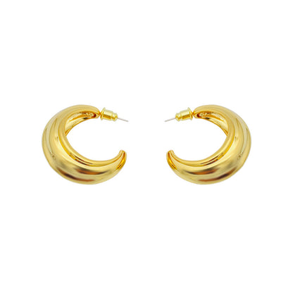 C Shape Silver Earrings