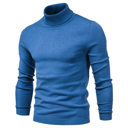 Men's Slim High Neck Pullover Basic Top Knitted Warmth