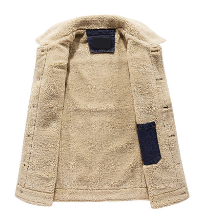 Men's Casual Fleece Denim Vest Jacket